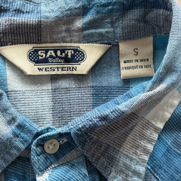 Salt Valley Western Blue and Gray Plaid Casual Shirt - Picture 2 of 2